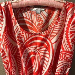 Sundress with belt, red and cream